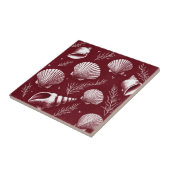 海老と白の貝殻と海藻 タイル (側面)