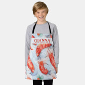 海老の水彩パターカラフルン エプロン (着用した状態)