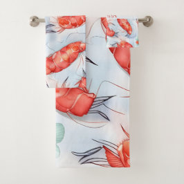 海老の水彩パターカラフルン バスタオルセット