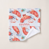 海老の水彩パターカラフルン バスタオルセット (ウォッシュタオル)