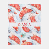 海老の水彩パターカラフルン フリースブランケット (正面)