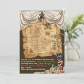 海老の誕生日パーティーの海賊の宝の地図 招待状 (スタンド正面)