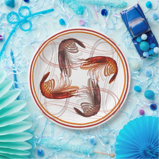 海老の長いアンテナエビ海産物 ペーパープレート (パーティー)