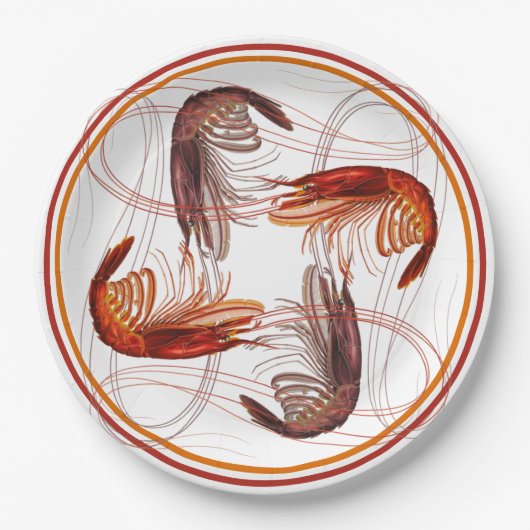 海老の長いアンテナエビ海産物 ペーパープレート (正面)