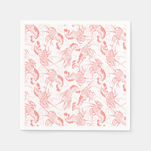 海老エビの海鮮パターン スタンダードカクテルナプキン (正面)
