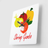 海老ガンボ スクエア壁時計 (傾斜)