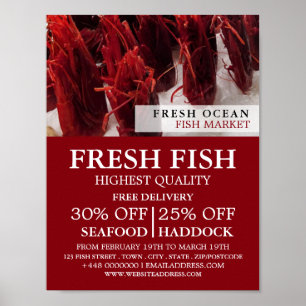 海老ディスプレイ，魚屋/妻，魚市場 ポスター