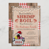 海老ボイルシーフ素朴ィードクリスマスホリデーパーティー 招待状 (正面/裏面)