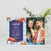 海老ボイル婚約パーティシーフードフォトロブスター 招待状 (スタンド正面)