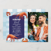 海老ボイル婚約パーティシーフードフォトロブスター 招待状 (正面/裏面)