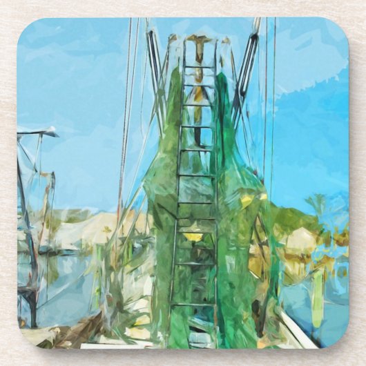 海老ボートドッキング抽象芸術印象主義 コースター (正面)