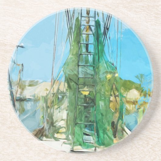 海老ボートドッキング抽象芸術印象主義 コースター (正面)