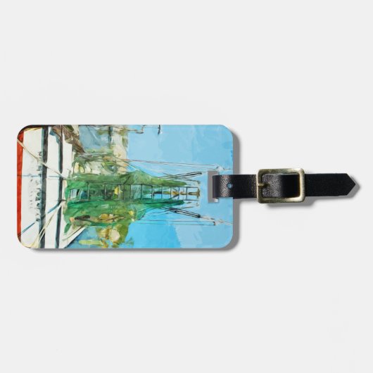 海老ボートドッキング抽象芸術印象主義 ラゲッジタグ (正面横)