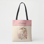 海老月の花とNautilus Shellモノグラム トートバッグ (正面)