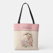 海老月の花とNautilus Shellモノグラム トートバッグ (裏面)