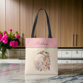 海老月の花とNautilus Shellモノグラム トートバッグ
