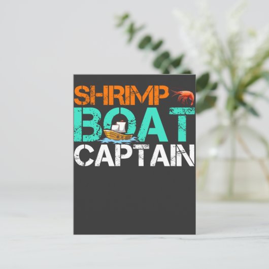 海老舟（えび）の船長おもしろい，海の幸を舟で送る贈り物 ポストカード (スタンド正面)