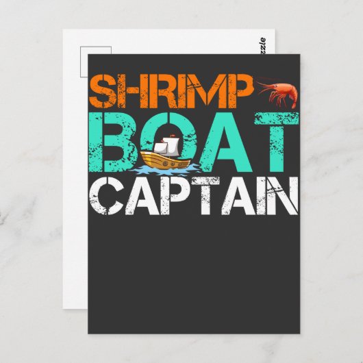 海老舟（えび）の船長おもしろい，海の幸を舟で送る贈り物 ポストカード (正面/裏面)