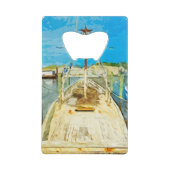 海老船が修理印象派の抽象芸術 クレジットカード栓抜き (正面)