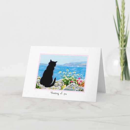 海考えの向こうの猫パーソナライズされた カード (正面)