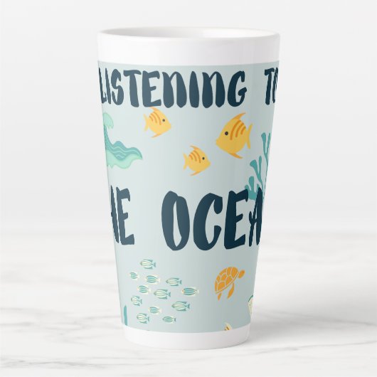 海聞、地球の日、海の動物へ カフェラテマグ (正面)