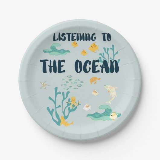 海聞、地球の日、海の動物へ ペーパープレート (正面)