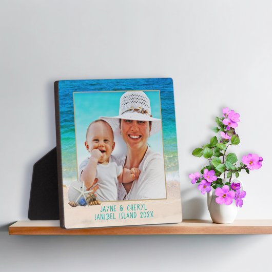 海背景シーシェル立ち写真フレーム フォトプラーク