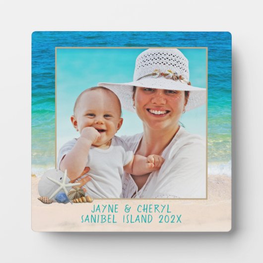 海背景シーシェル立ち写真フレーム フォトプラーク (正面)