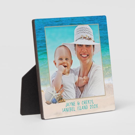 海背景シーシェル立ち写真フレーム フォトプラーク (正面)