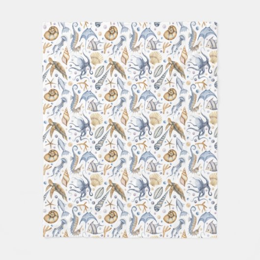 海自然海の中立色 フリースブランケット (正面)