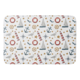 海航海のいかりコンパスバラ帆船 バスマット