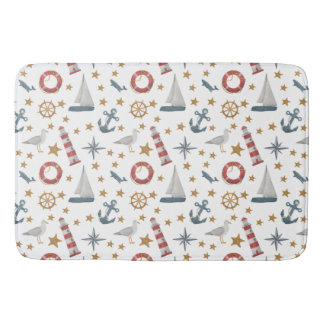 海航海のいかりコンパスバラ帆船 バスマット