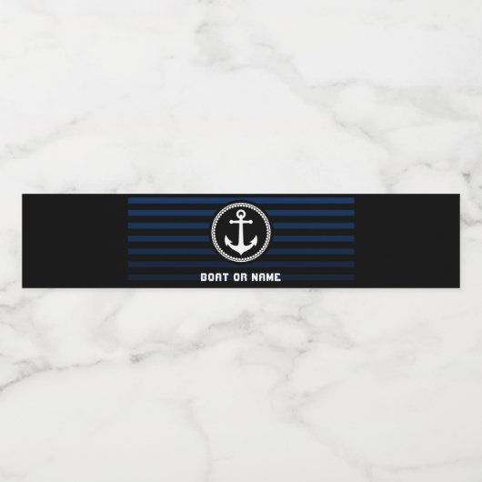 海航海のいかり艦長名と船ストライプの ペットボトルラベル (シングルラベル)