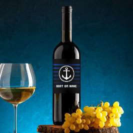 海航海のいかり艦長名と船ストライプの ワインラベル