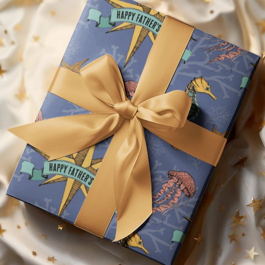 海航海のの海動物の下の海軍の星 ラッピングペーパー