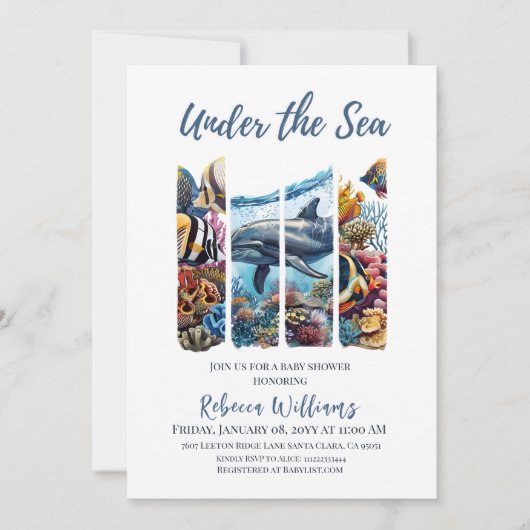 海航海のの赤ちゃんシャワーの下のブルーリーフホテル 招待状 (正面)