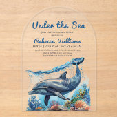 海航海のの赤ちゃんシャワーの下の青い少年 アクリル招待状 (正面)