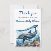 海航海のの赤ちゃんシャワーの下の青い少年 サンキューカード (正面)