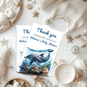 海航海のの赤ちゃんシャワーの下の青い少年 サンキューカード
