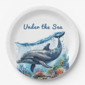 海航海のの赤ちゃんシャワーの下の青い少年 ペーパープレート (正面)