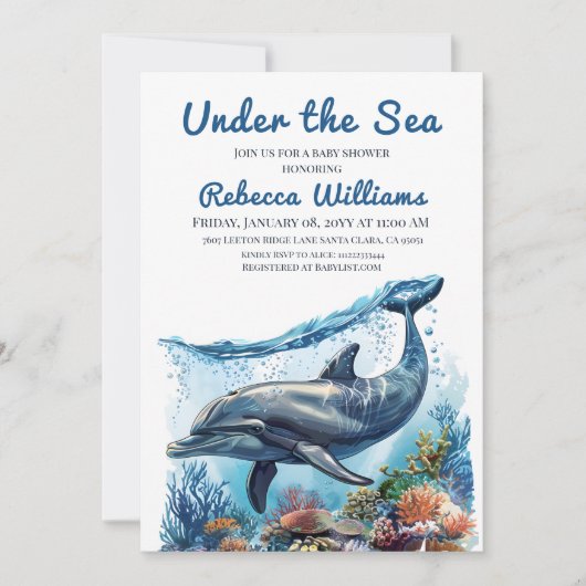 海航海のの赤ちゃんシャワーの下の青い少年 招待状 (正面)