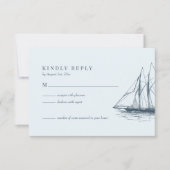 海航海のセーラボートウェディングRSVPカード 出欠カード (正面)