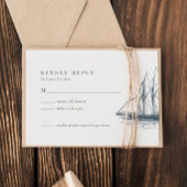 海航海のセーラボートウェディングRSVPカード 出欠カード