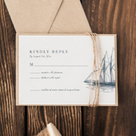 海航海のセーラボートウェディングRSVPカード 出欠カード