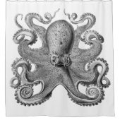 海航海のタコのデコ灰色の白黒シャワー シャワーカーテン (正面)