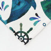 海航海のタコの下の青い水色 フリースブランケット (角)