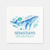 海航海のパーティーの下でクジラの水色 スタンダードカクテルナプキン (正面)