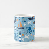 海航海のブルーとオレンジ コーヒーマグカップ (中央)