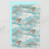 海航海のブルー飛んでいるウミガメ文房具 (正面/裏面)