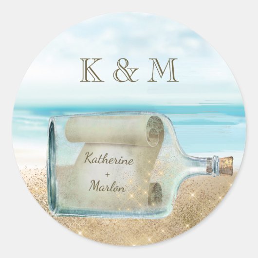 海航海のボトルメッセー結婚ジの封筒用シール ラウンドシール (正面)